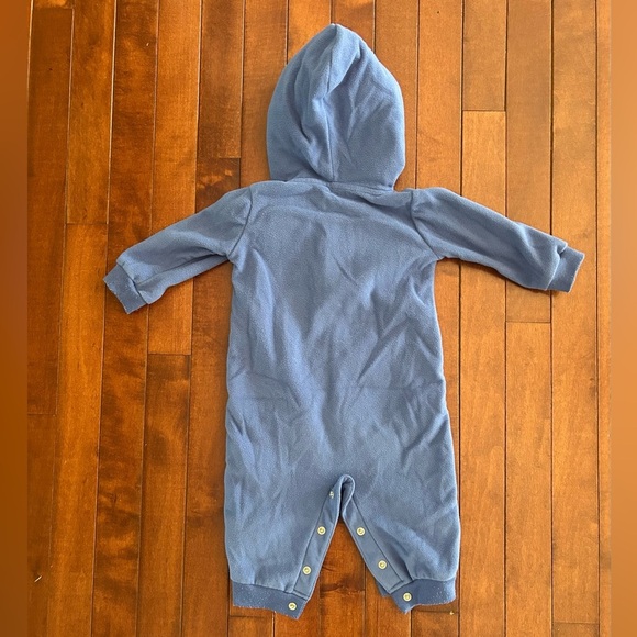 9 month Carter’s Blue Hooded Baby Romper with Monkey Design - Picture 3 of 4